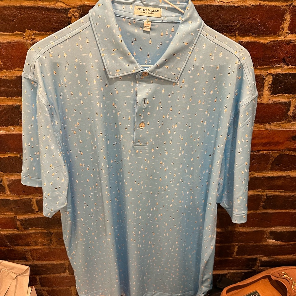 Peter Millar Light Blue Men's Polo Shirt L Unworn
